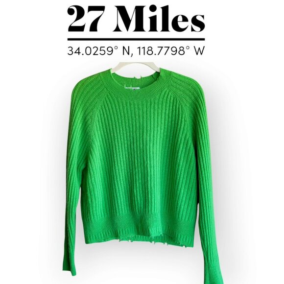 100% Cashmere Kelly Green Sweater 27 Miles Malibu Size M - Picture 1 of 7
